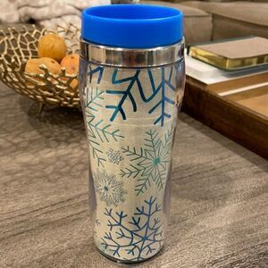 Coffe Mug BPA Free snow flakes blue/white